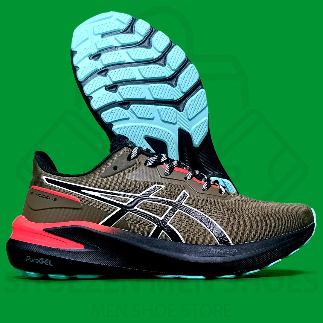 ASICS GEL "GT-1000" JOGGERS - SHOEZEN MEN SHOES - Asics running shoe with a green background