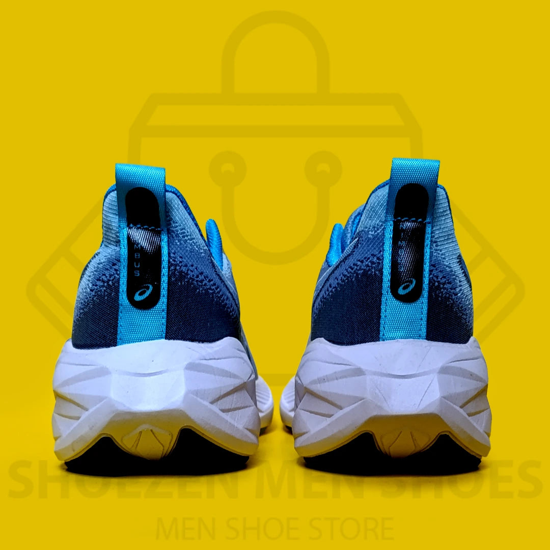 ASCIS NOVABLAST 4 JOGGERS  - SHOEZEN MEN SHOES - Blue running shoe with white sole on a yellow background