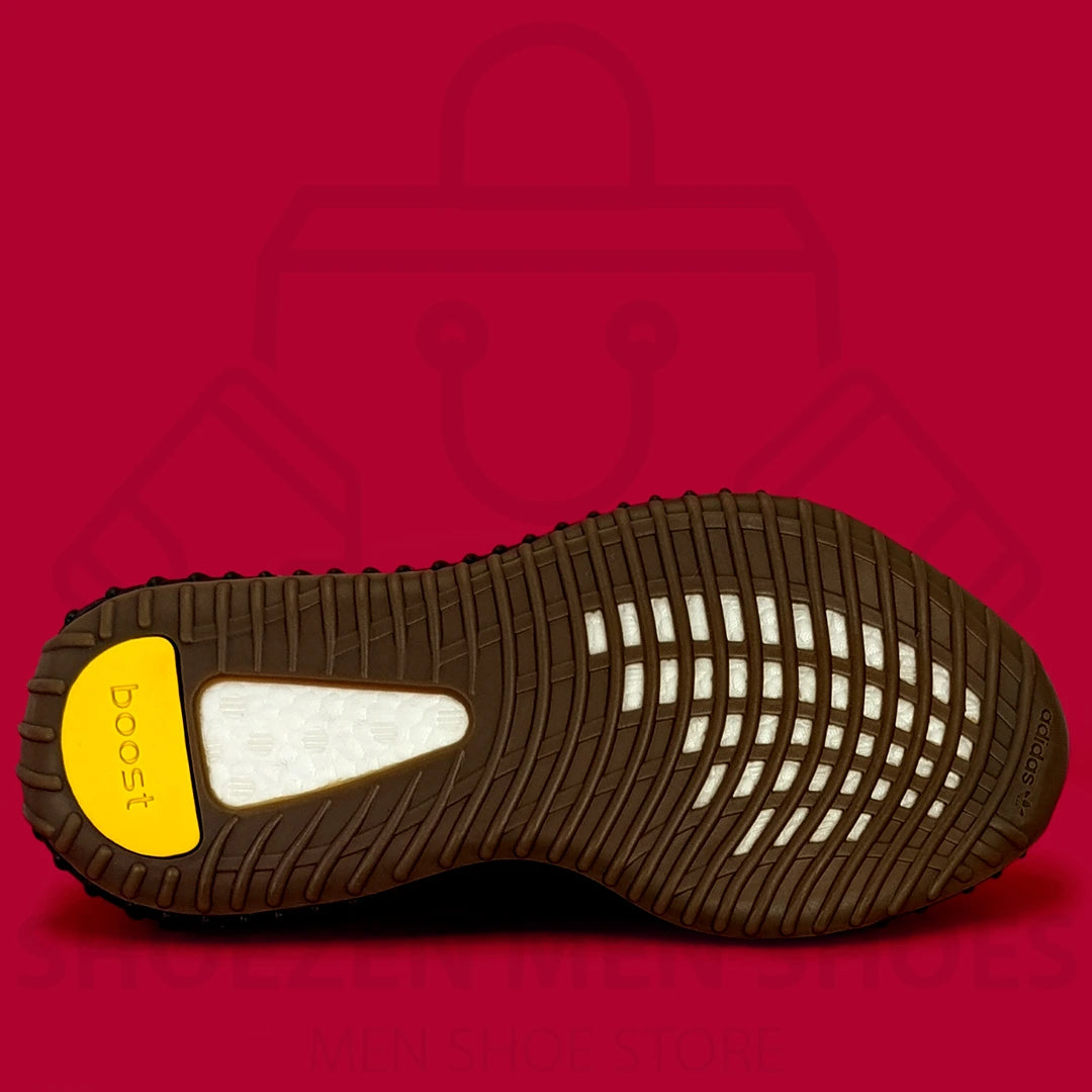 Adi Yeezy Boost 350 V2 Cinder Joggers - Shoezen Men Shoes - Black sneaker with brown sole on a red background