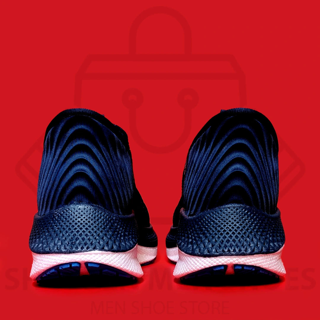 HYPER BURST PRO SLIP-INS SKECHERS - SHOEZEN MEN SHOES - Blue running shoe with a red background