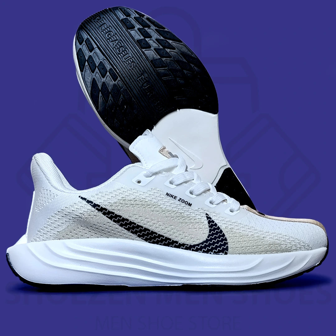 NK PEGASUS TURBO JOGGERS - SHOEZEN MEN SHOES - White running shoe with black sole on a blue background