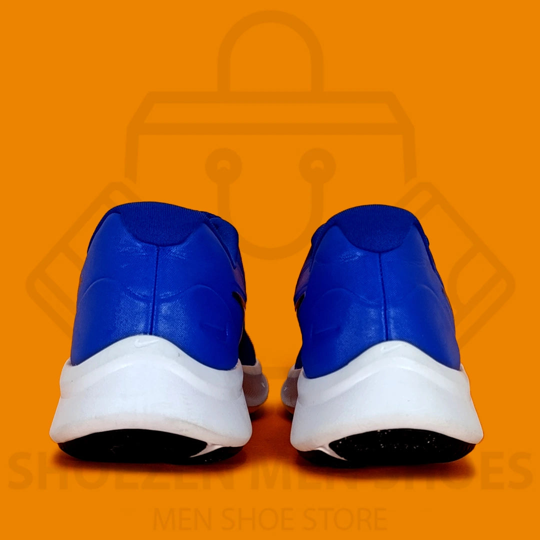 Nk Shoes Casual Star Runner 3 (Gs) Joggers - Shoezen Men Shoes - Blue running shoe with a white sole on an orange background